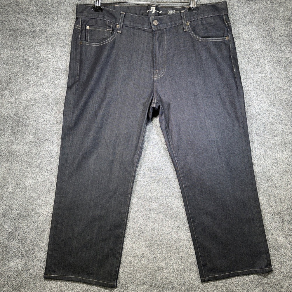 7 For All Mankind Austyn Relaxed Straight Jeans Mens 38 Dark Wash Indigo USA